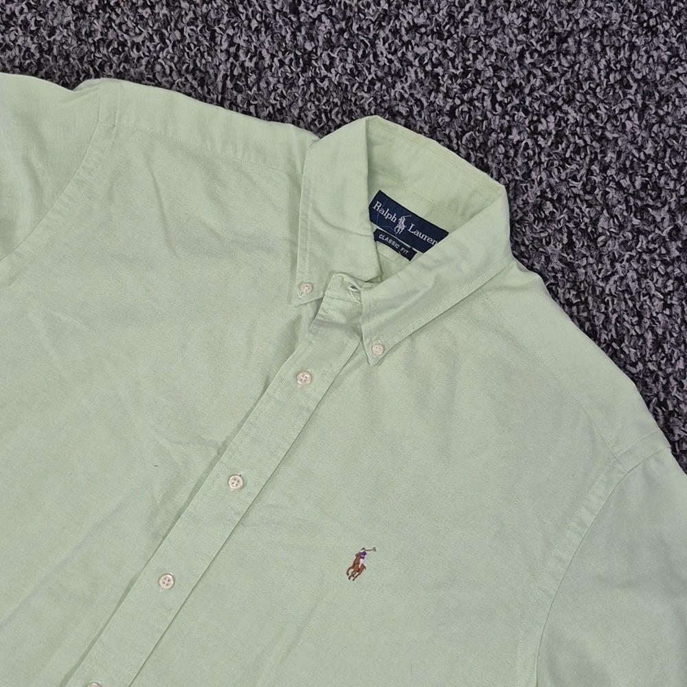 Polo Ralph Lauren Classic Fit Short Sleeve Button Down Mens Large Solid Green